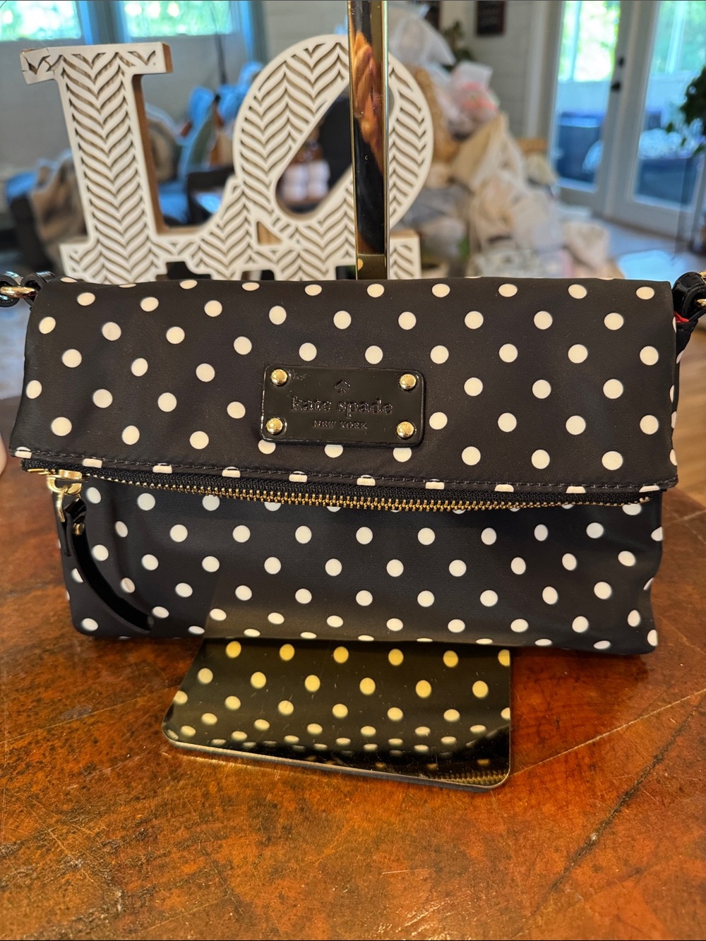 kate spade Black and White Polka Dot Crossbody Bag